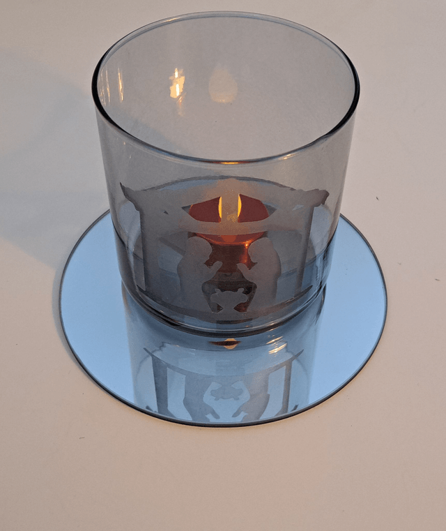 Photophore lumineux "crèche de Noël" verre dépoli